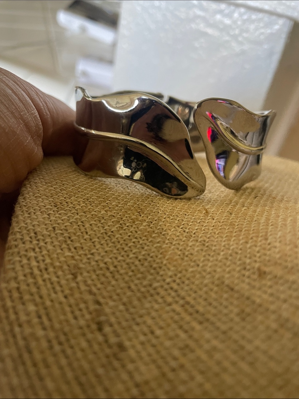 Milor Polished Stainless Steel Wave Cuff Bracelet - Picture 4 of 6